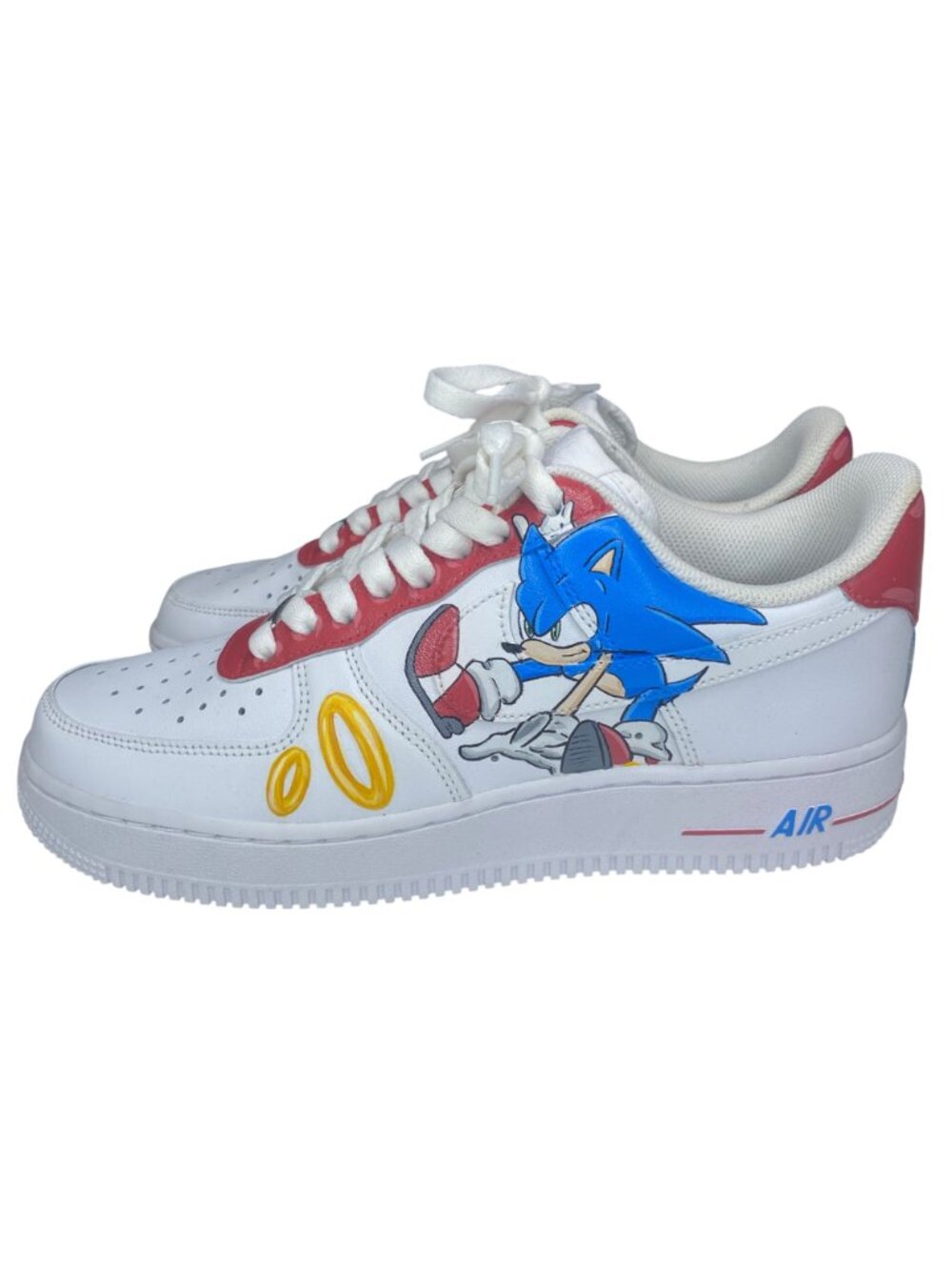 Nike Air Force 1 White leather Hand paint Sonic the Hedgehog Men's sz8 - Picture 2 of 11